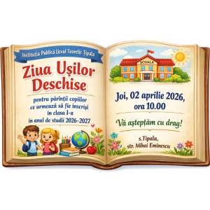 Ziua Ușilor Deschise pentru părinții copiilor ce urmează să fie înscriși în clasa I-a